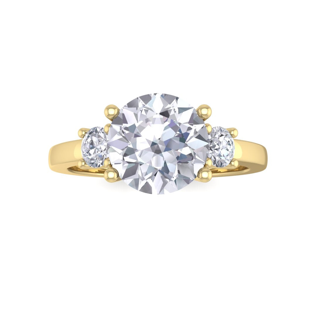 18k Yellow Gold 1.5ct Round Brilliant Diamond Trilogy Engagement Ring 1.75tdw