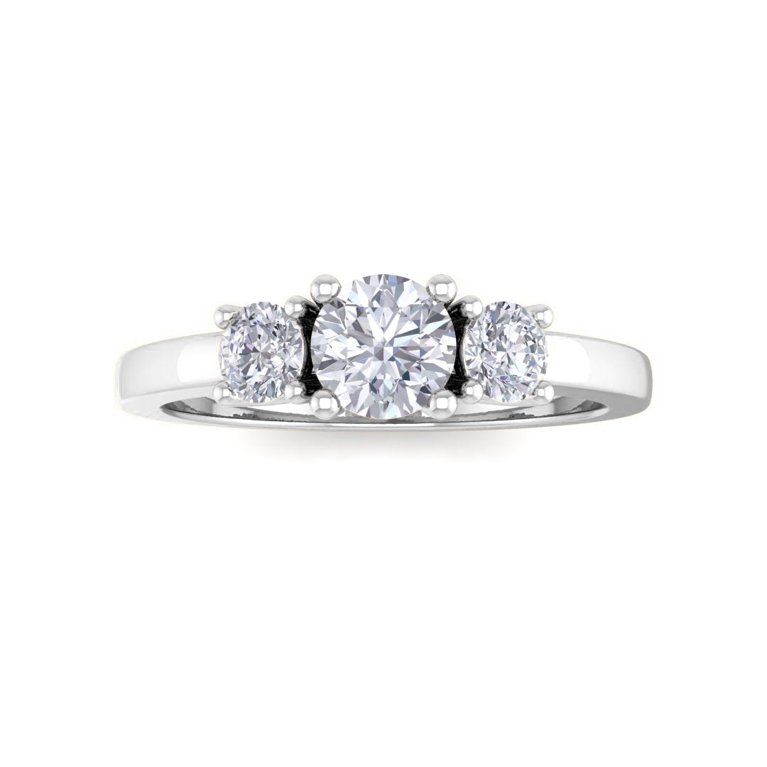 Platinum 0.33ct Round Brilliant Diamond Trilogy Engagement Ring 0.58tdw