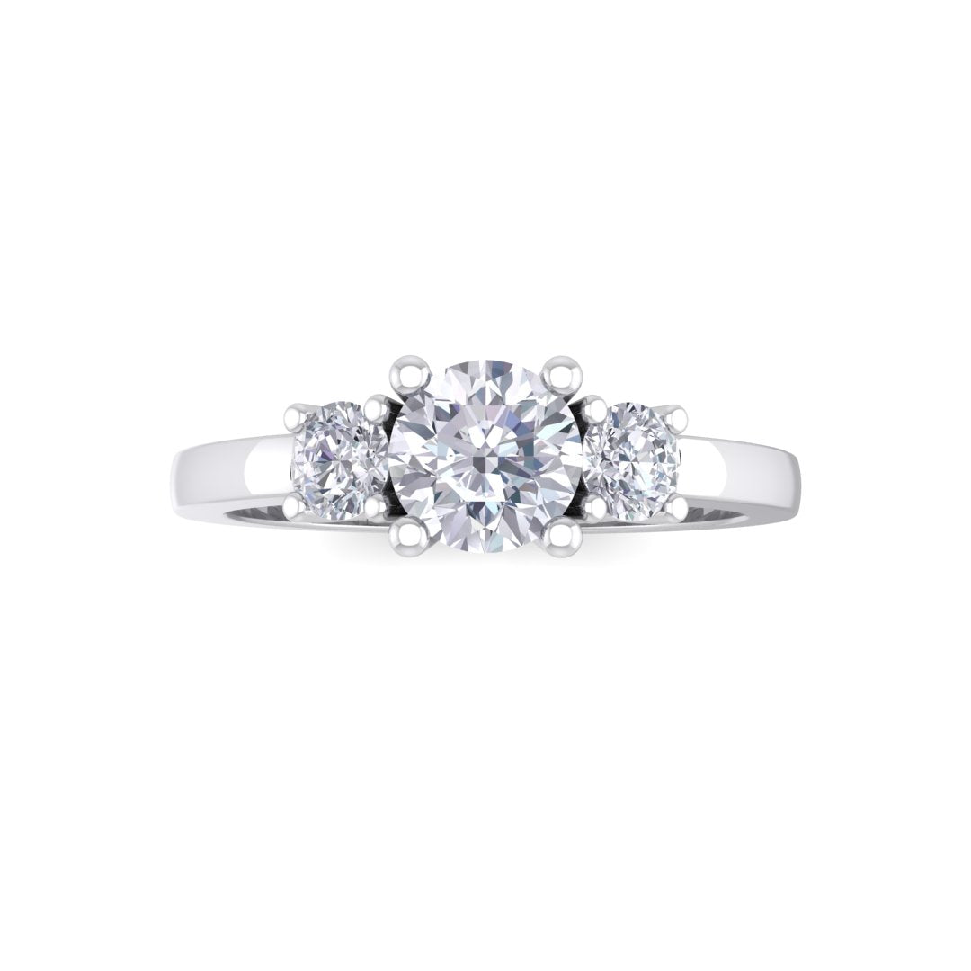 Platinum 0.5ct Round Brilliant Diamond Trilogy Engagement Ring 0.75tdw