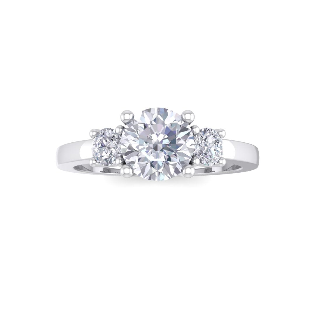 14k White Gold 0.75ct Round Brilliant Diamond Trilogy Engagement Ring 1.0tdw