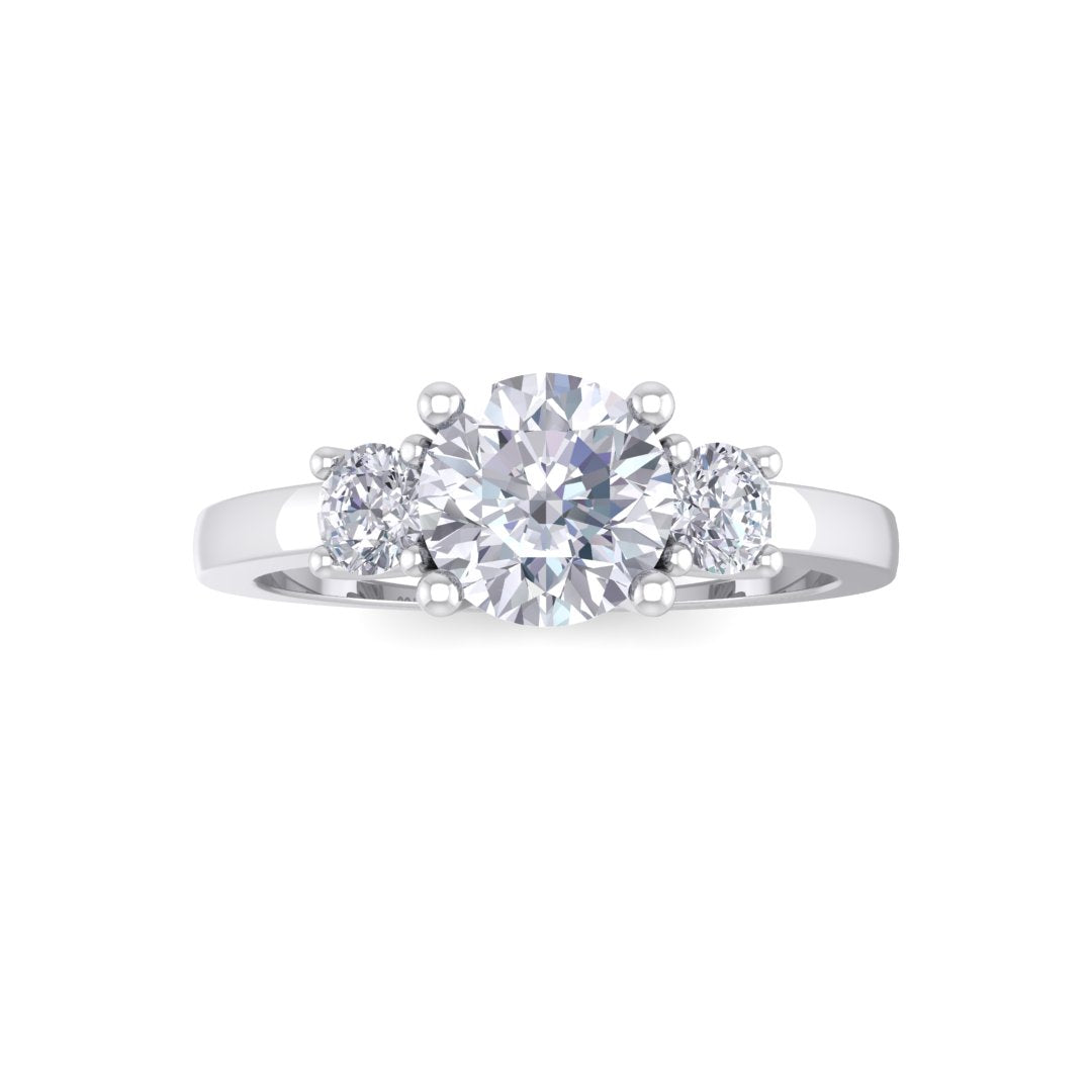 Platinum 0.75ct Round Brilliant Lab Diamond Trilogy Engagement Ring 1.0tdw