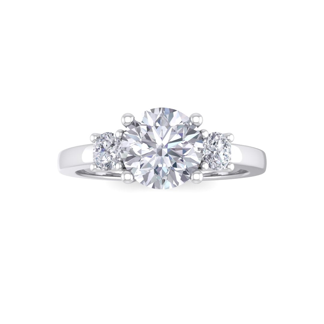 Platinum 1.0ct Round Brilliant Diamond Trilogy Engagement Ring 1.25tdw