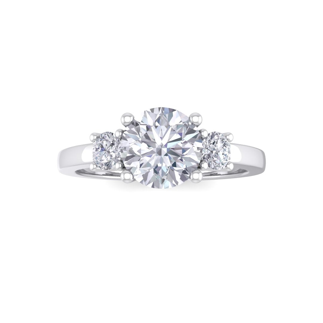 9k White Gold 1.0ct Round Brilliant Diamond Trilogy Engagement Ring 1.25tdw