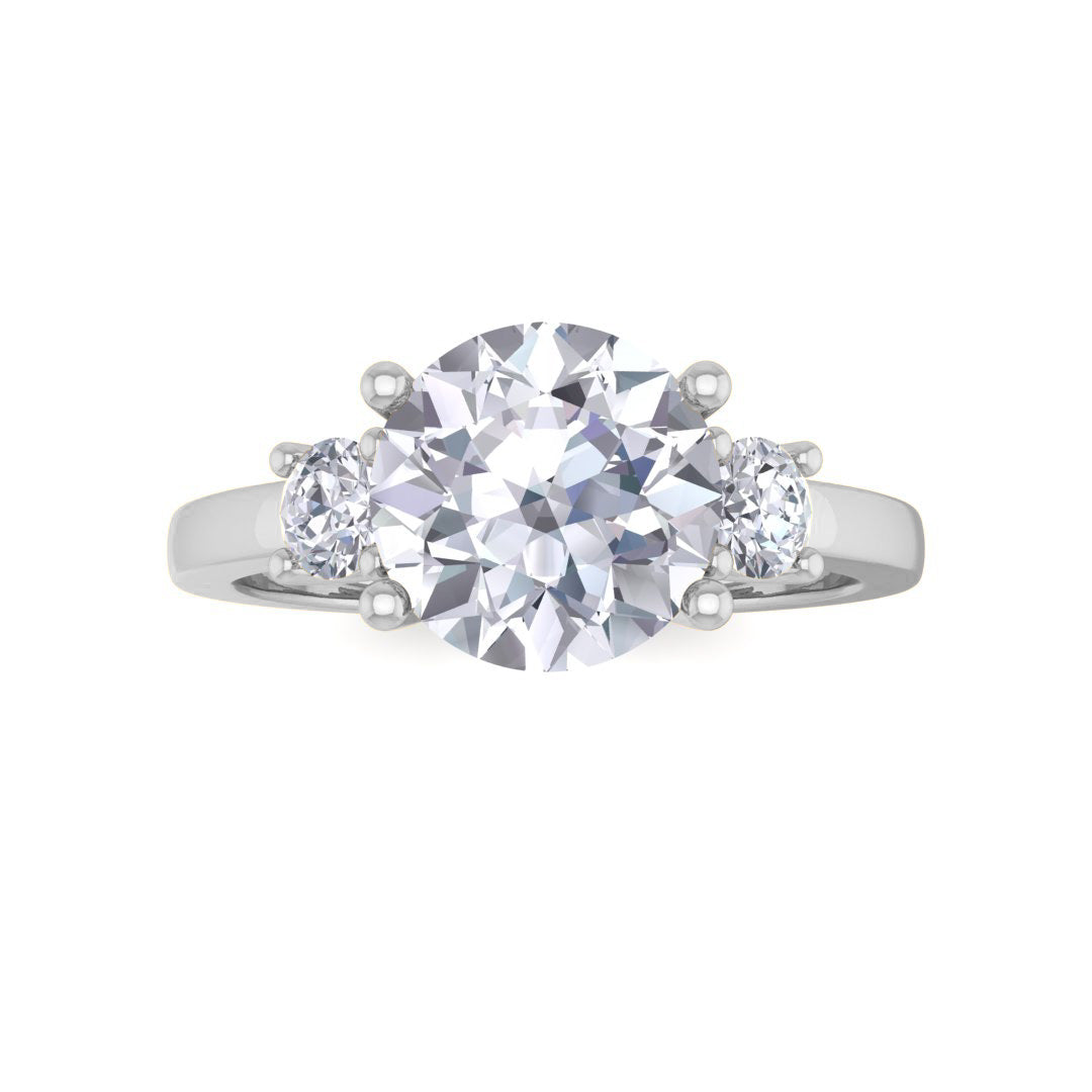 18k White Gold 1.5ct Round Brilliant Diamond Trilogy Engagement Ring 1.75tdw