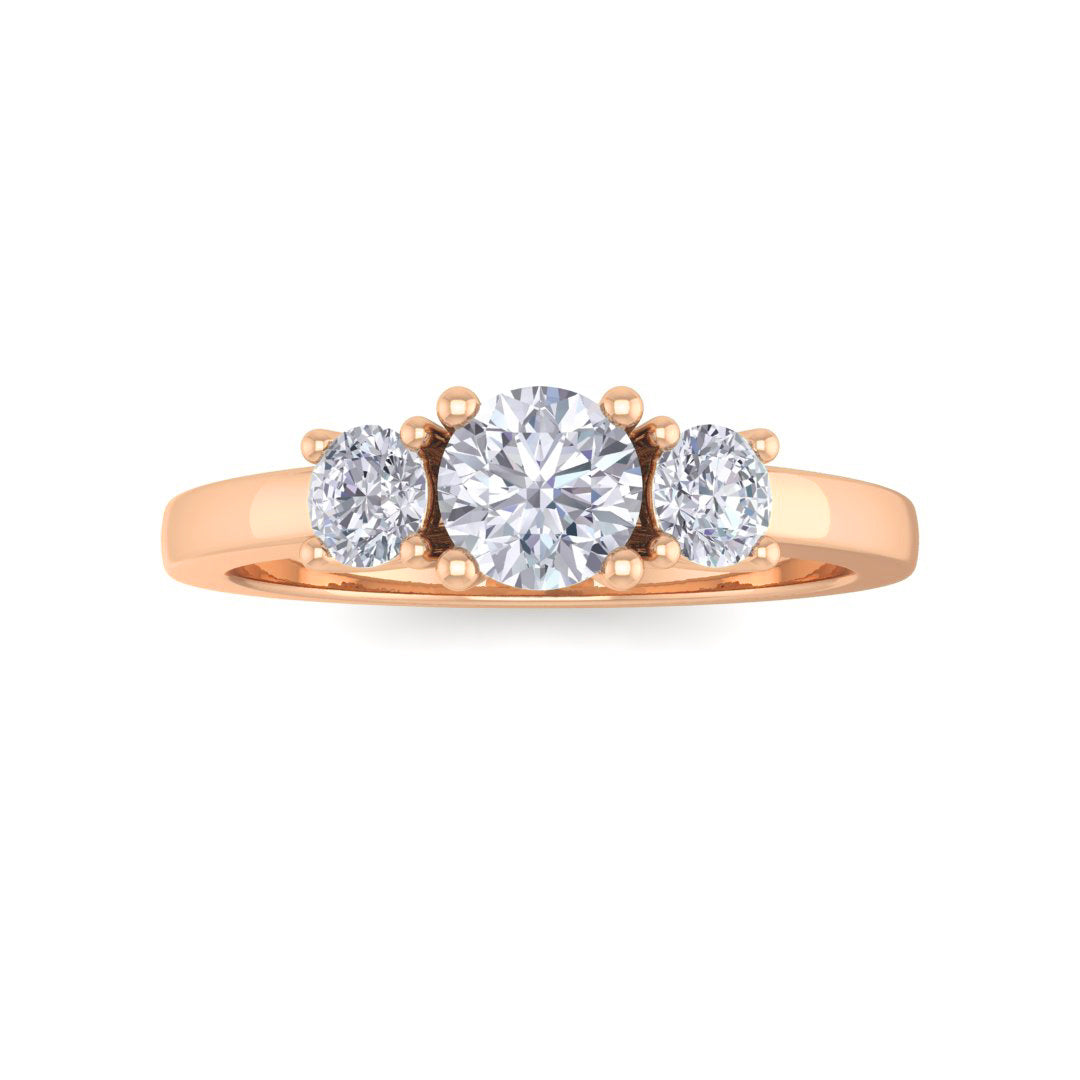 9k Rose Gold 0.33ct Round Brilliant Diamond Trilogy Engagement Ring 0.58tdw