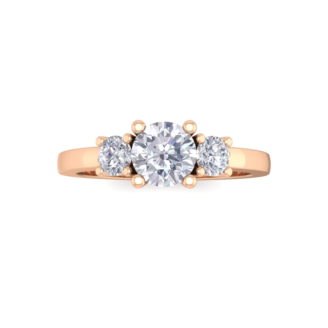 9k Rose Gold 0.5ct Round Brilliant Diamond Trilogy Engagement Ring 0.75tdw
