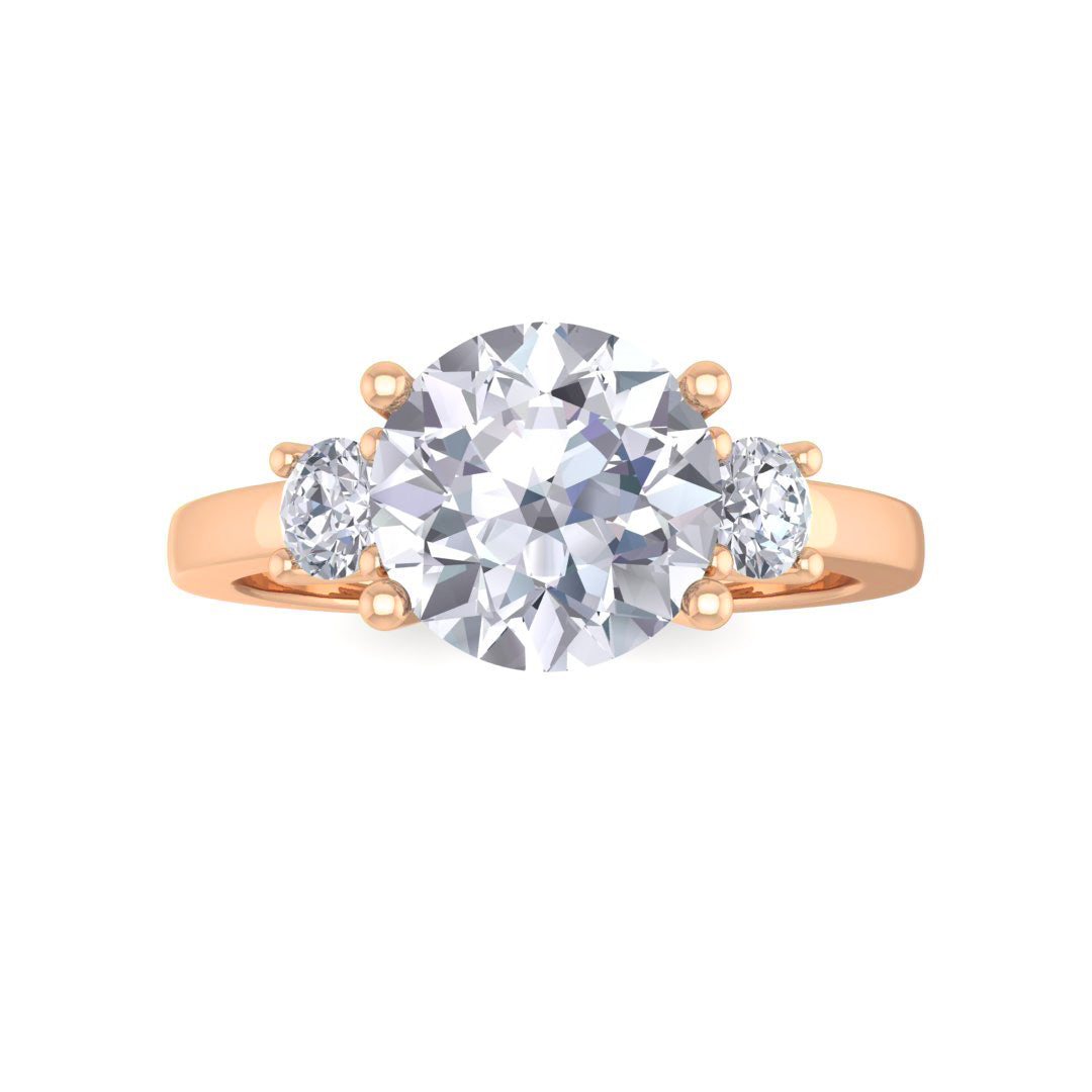 14k Rose Gold 1.5ct Round Brilliant Diamond Trilogy Engagement Ring 1.75tdw