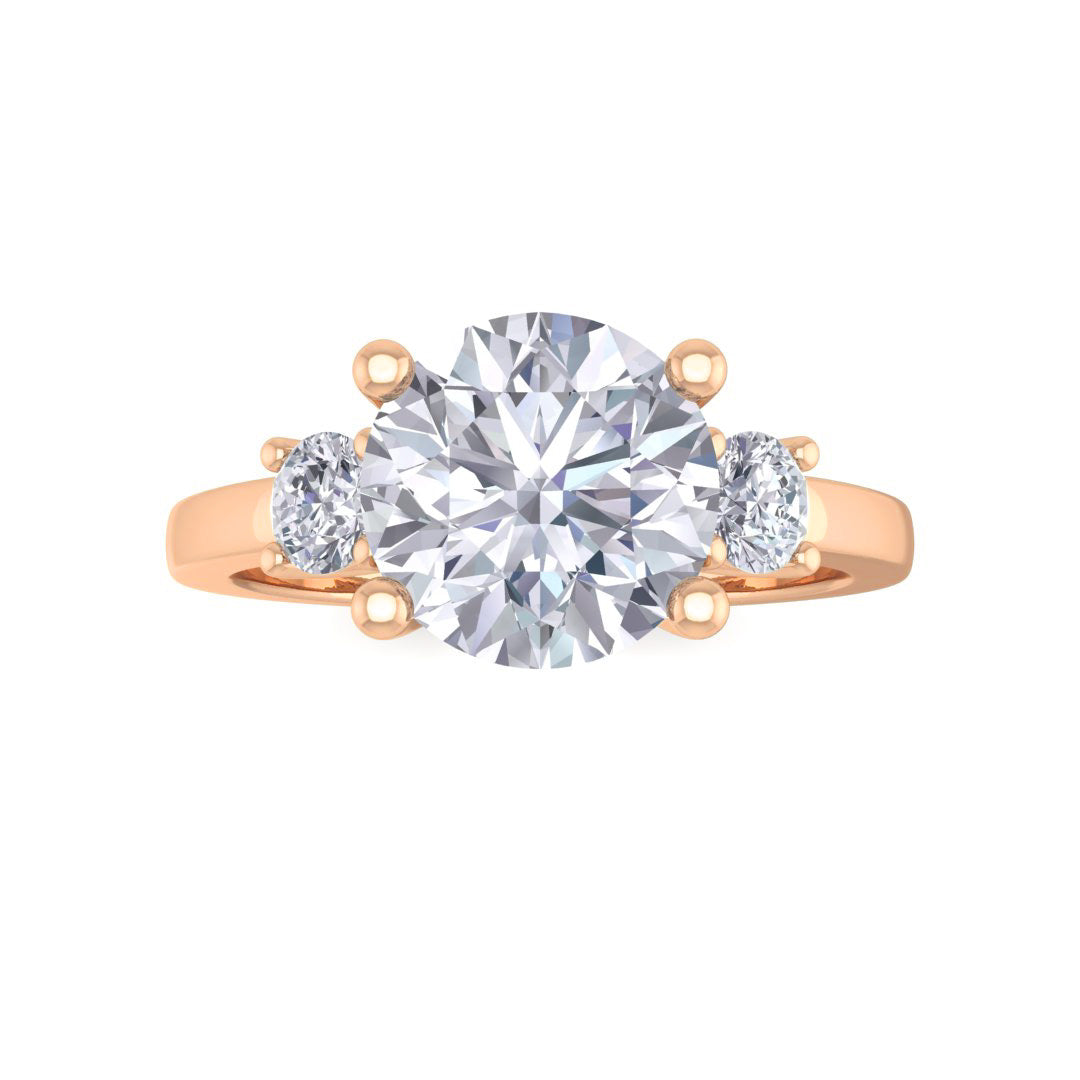 9k Rose Gold 2.0ct Round Brilliant Diamond Trilogy Engagement Ring 2.25tdw