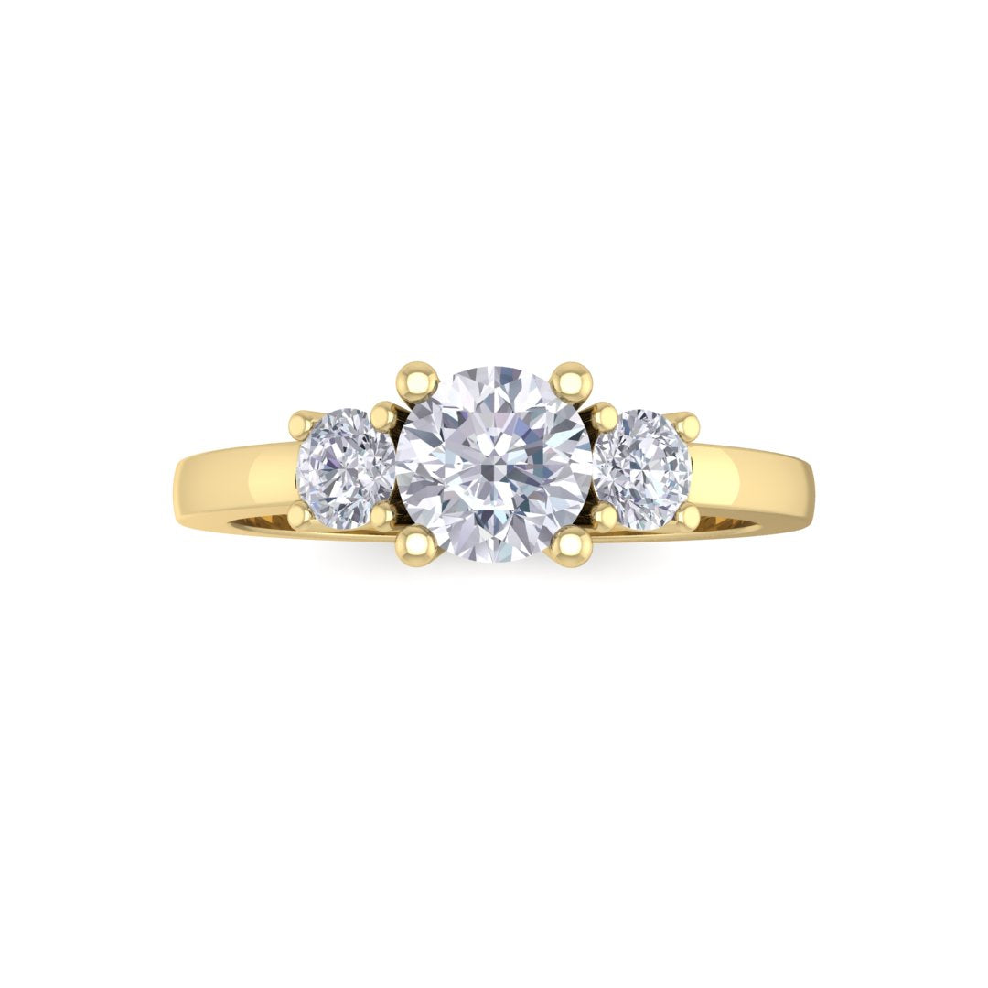 9k Yellow Gold 0.5ct Round Brilliant Diamond Trilogy Engagement Ring 0.75tdw