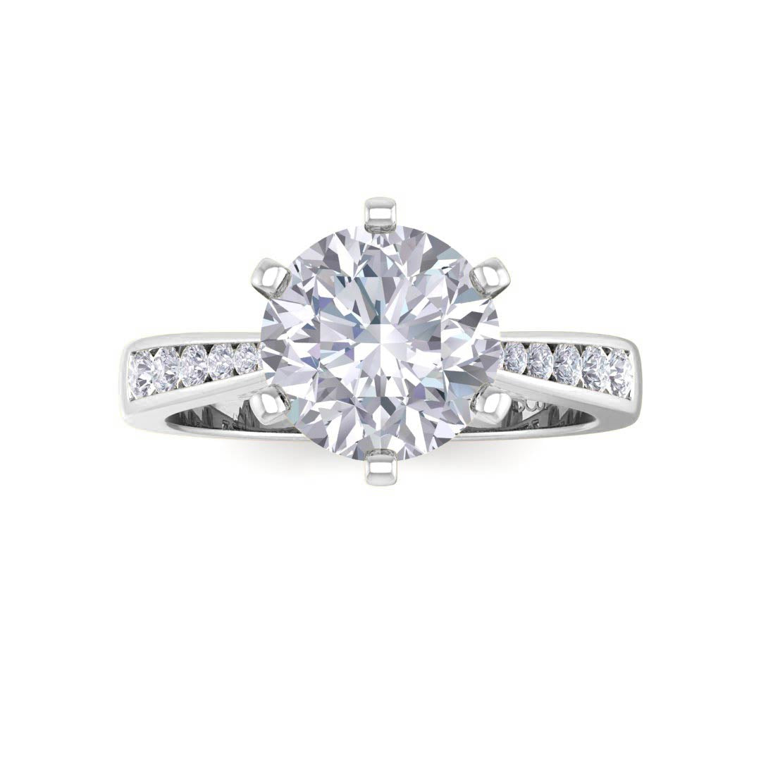 Platinum 1.5ct Round Brilliant Diamond Solitaire With Channel Shoulders Engagement Ring 1.7tdw