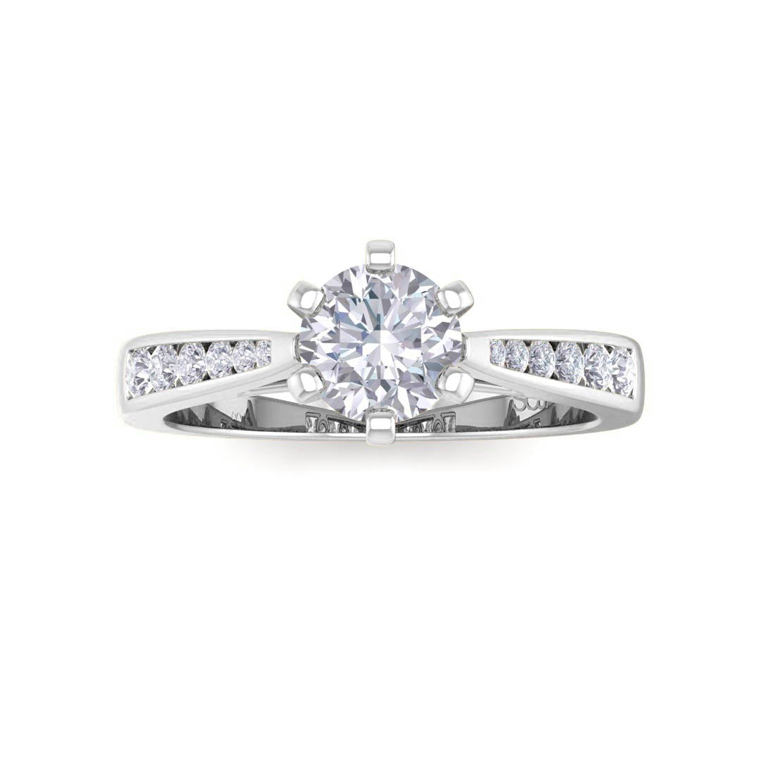 9k White Gold 0.5ct Round Brilliant Diamond Solitaire With Channel Shoulders Engagement Ring 0.7tdw