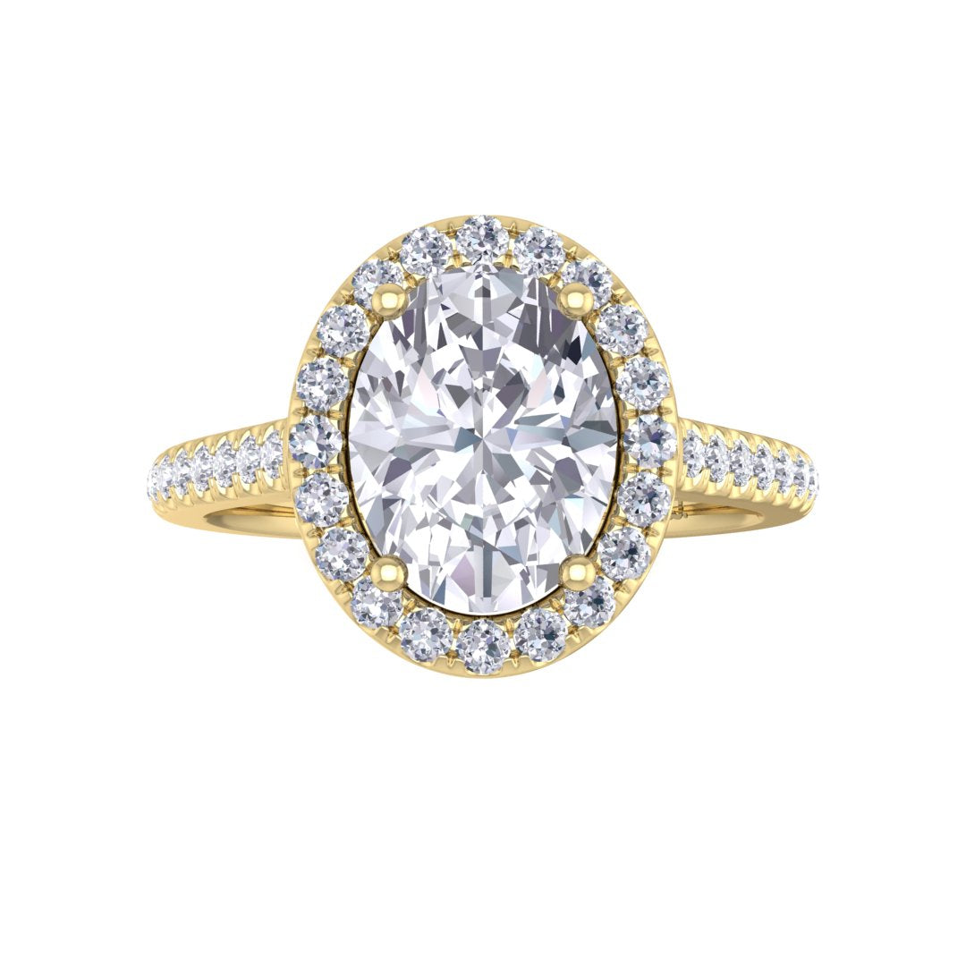 14k Yellow Gold 1.5ct Oval Diamond Halo Engagement Ring 1.79tdw