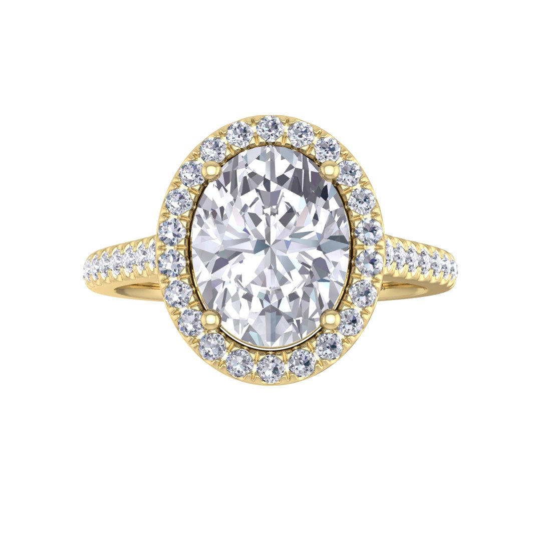 14k Yellow Gold 2.0ct Oval Diamond Halo Engagement Ring 2.29tdw