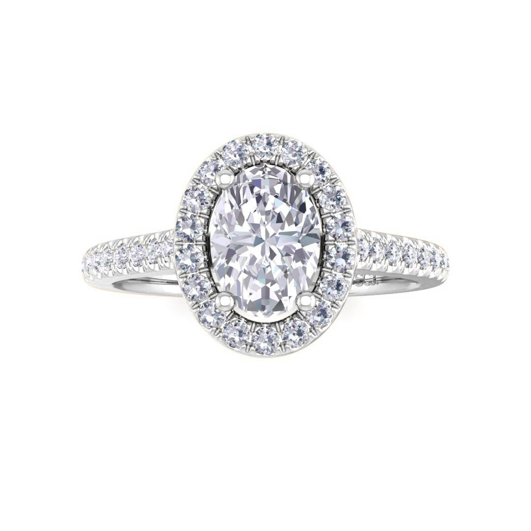 Platinum 0.75ct Oval Diamond Halo Engagement Ring 1.04tdw