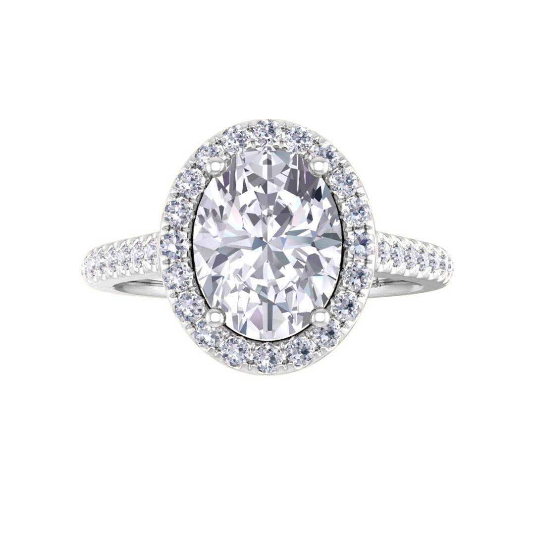 9k White Gold 1.5ct Oval Diamond Halo Engagement Ring 1.79tdw