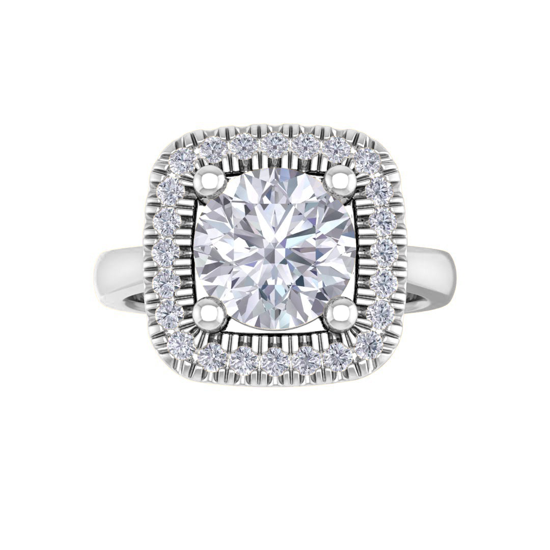 18k White Gold 1.5ct Round Brilliant Diamond Halo Engagement Ring 1.63tdw