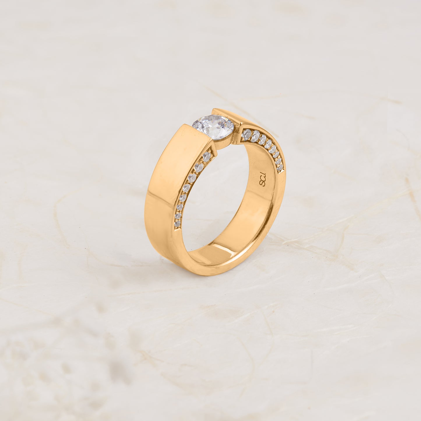 18K Yellow Gold Floating Diamond Ring 1.5tdw