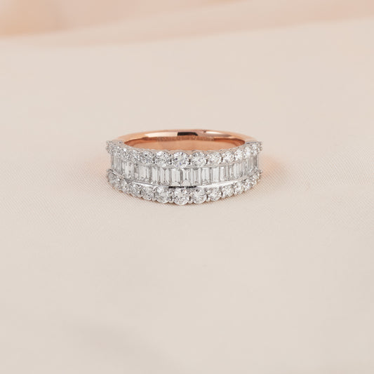 9K Rose and White Gold Baguette Diamond Dress Ring 1.86tdw