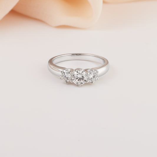 18K White Gold Diamond Trilogy Engagement or Anniversary Ring 1.0tdw