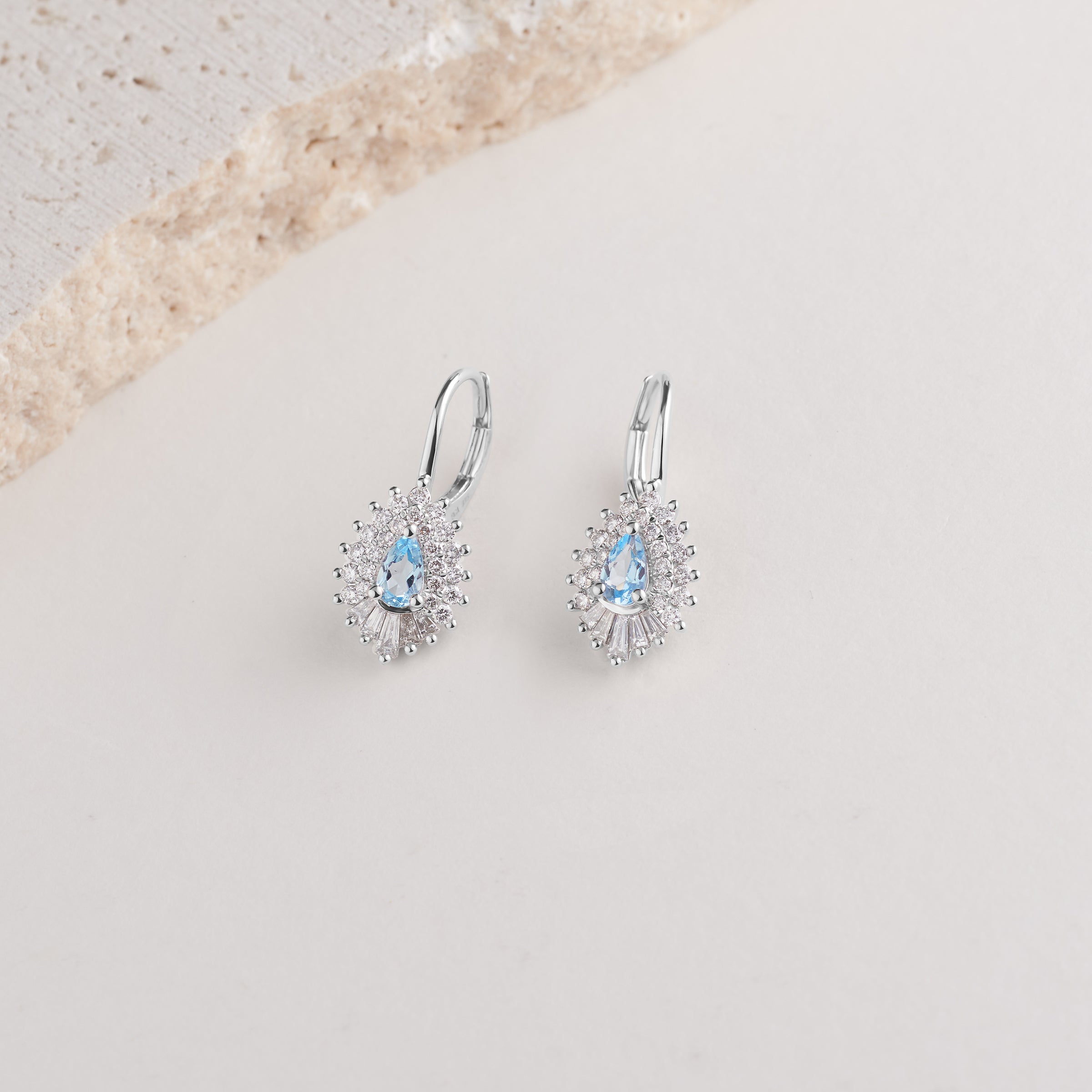 Aquamarine Gemstone Teardrop Dangle Earrings Luna Tide