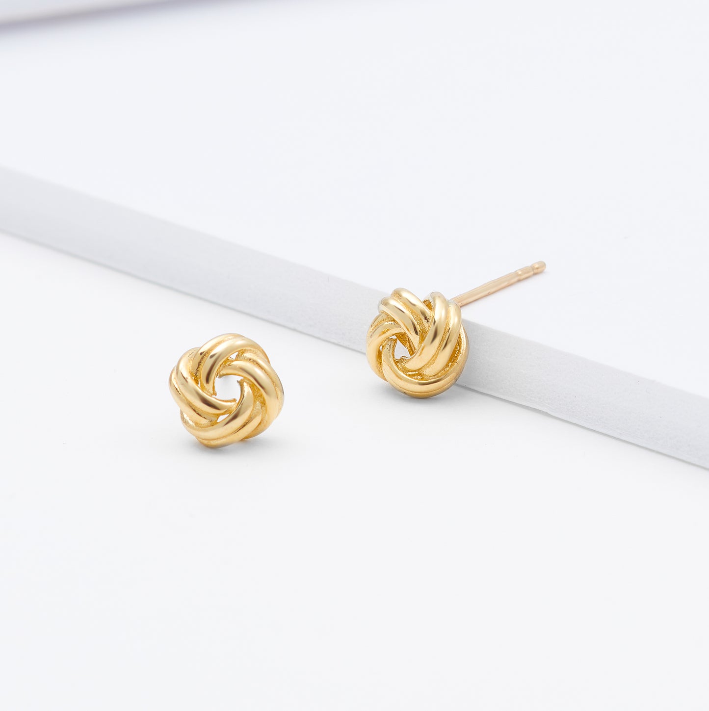 9K Yellow Gold Knot Stud Earrings
