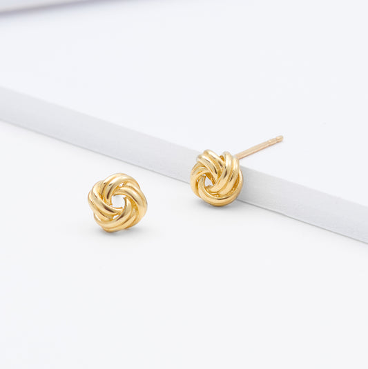 9K Yellow Gold Knot Stud Earrings