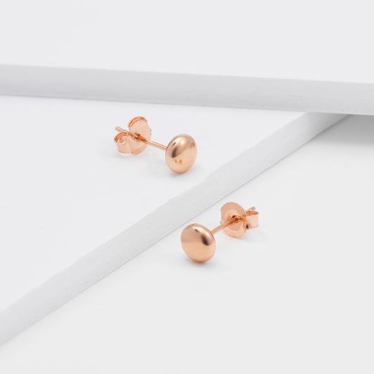 9K Rose Gold Flat Ball Stud Earrings