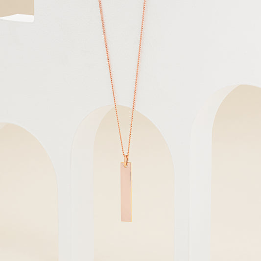 9K Rose Gold Engravable Bar Pendant