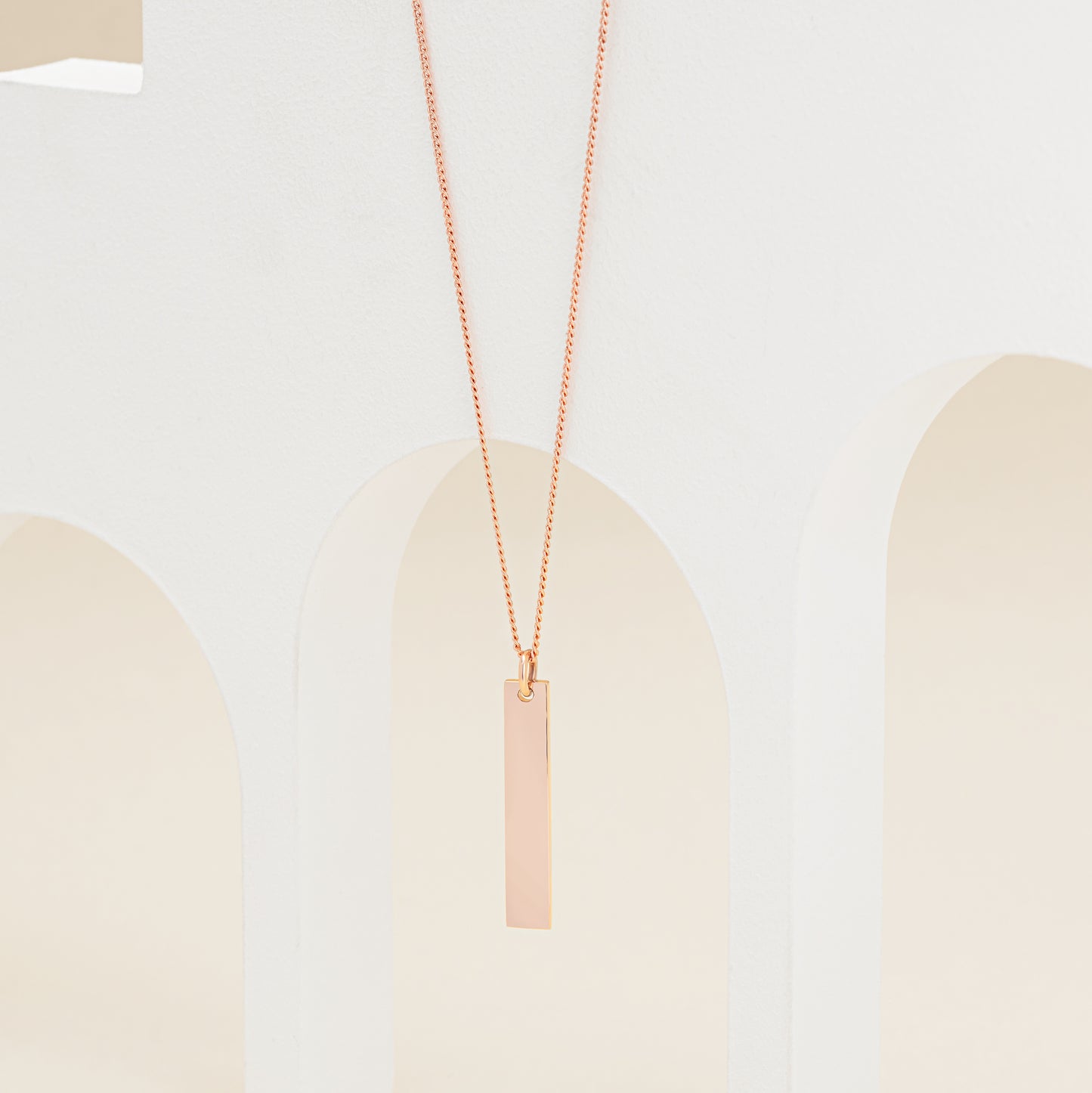 9K Rose Gold Engravable Bar Pendant