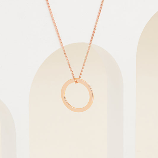 9K Rose Gold Engravable Circle Pendant