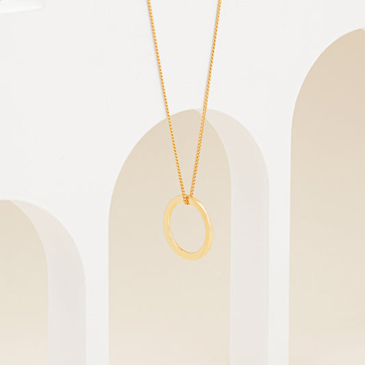 9K Yellow Gold Engravable Circle Pendant