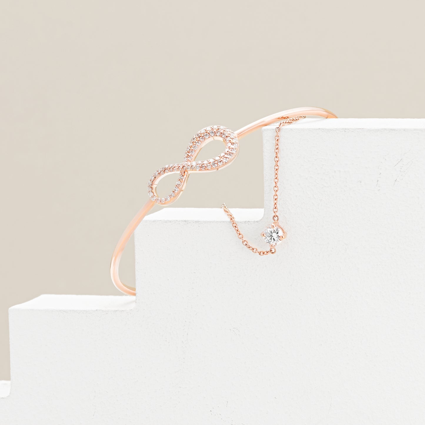 9K Rose Gold Diamond Infinity Bangle 0.70tdw