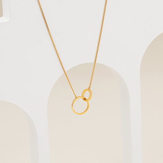 9K Yellow Gold Interlocking Circles Necklace