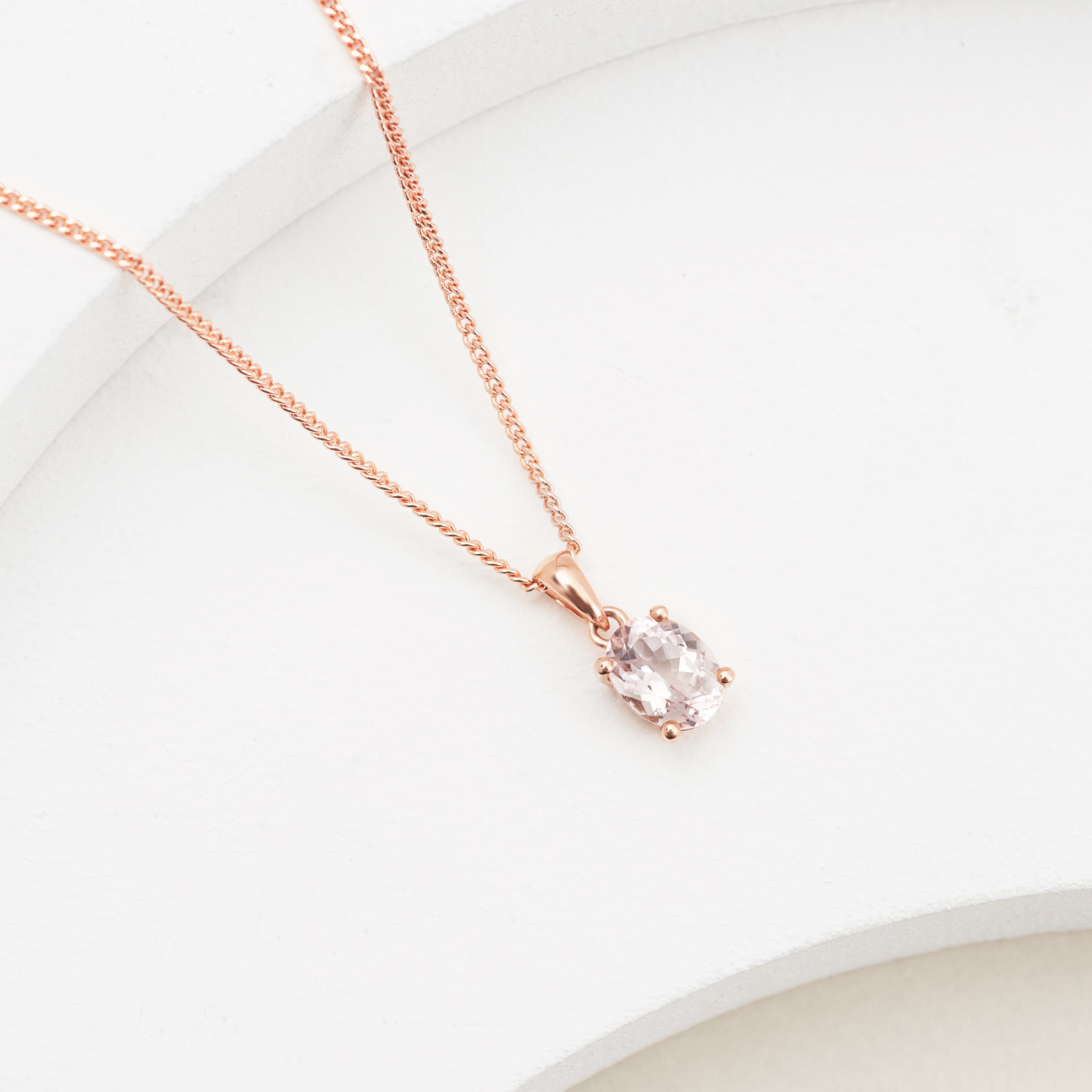Morganite Diamond Necklace | 7x5MM Morganite