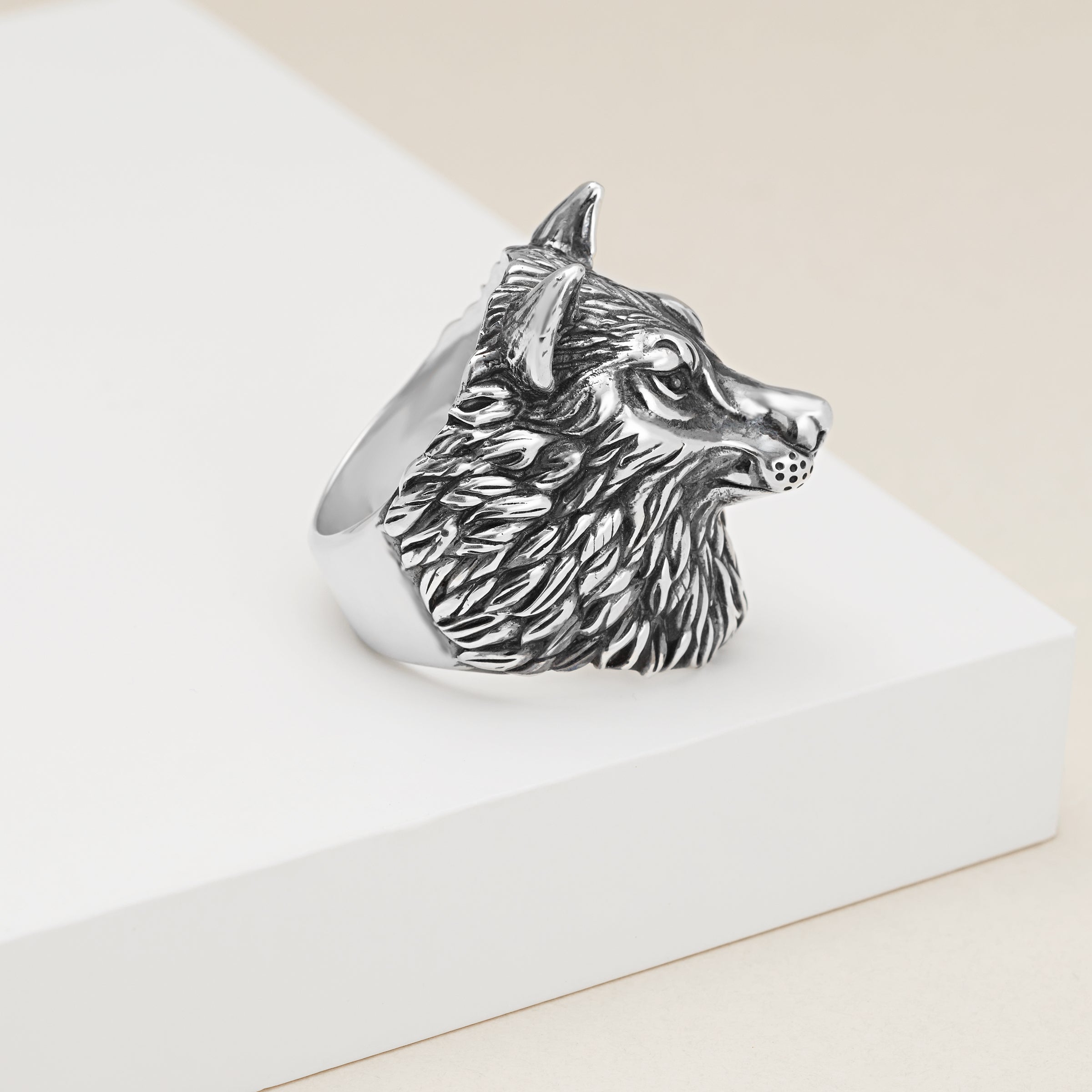 925 Sterling Silver Mens ring howling Wolf Turkish Ottoman Wolf ring | eBay